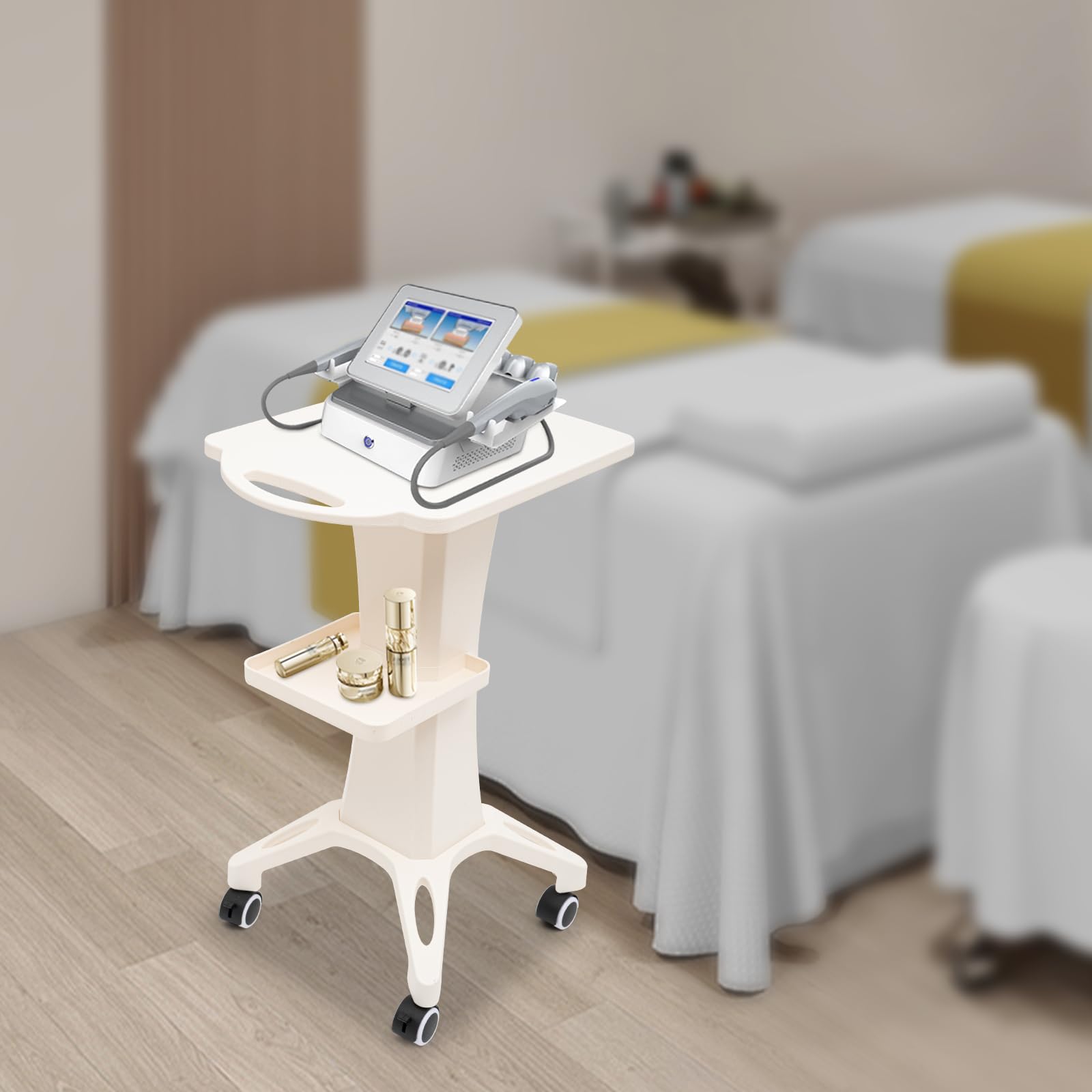 Carrello per salone di bellezza con ruote, portaoggetti portatile, carrello estetico, con cesto di immagazzinaggio, carico massimo 50 kg, adatto per soggiorno, negozio di bellezza, ospedale, casa