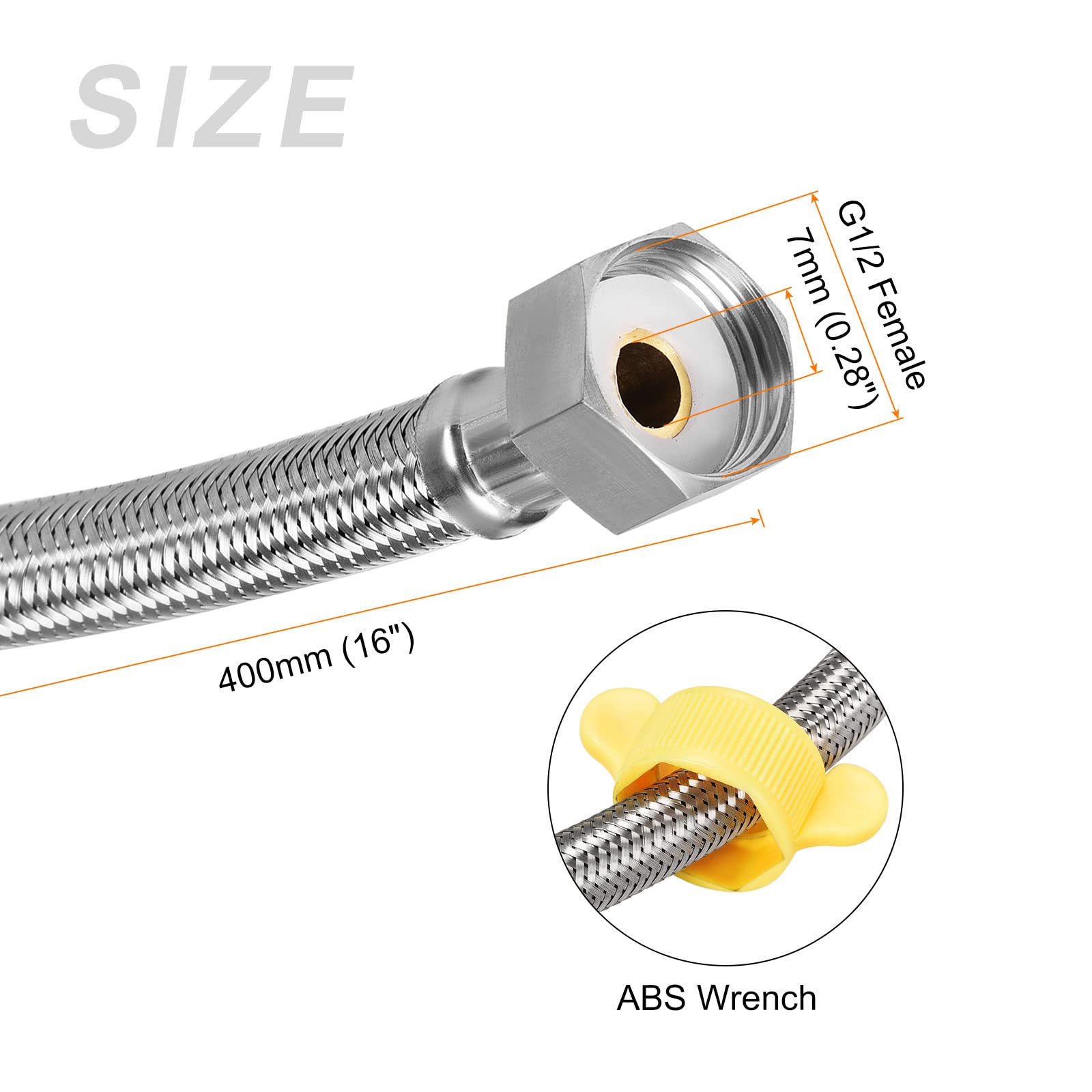 METALLIXITY Faucet Supply Line Connector (400mm/16) 4Pcs - Image 2