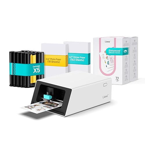 Liene PixCut S1 Creator Mega Pack - All-in-One Sticker Maker Machine for DIY Crafts, Custom Labels & Gifts, Thermal Dye-Sublimation, 300 DPI Prints, Precise AI Auto-Cutting