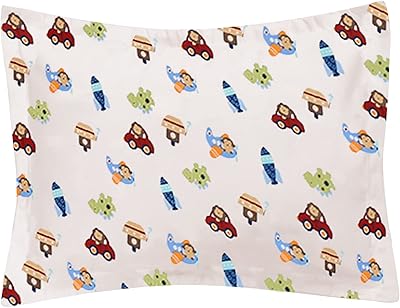 2 Pieces Blue Pillow Case for Boys Car Rocket Airplane Nursery Baby Boy Pillow Case