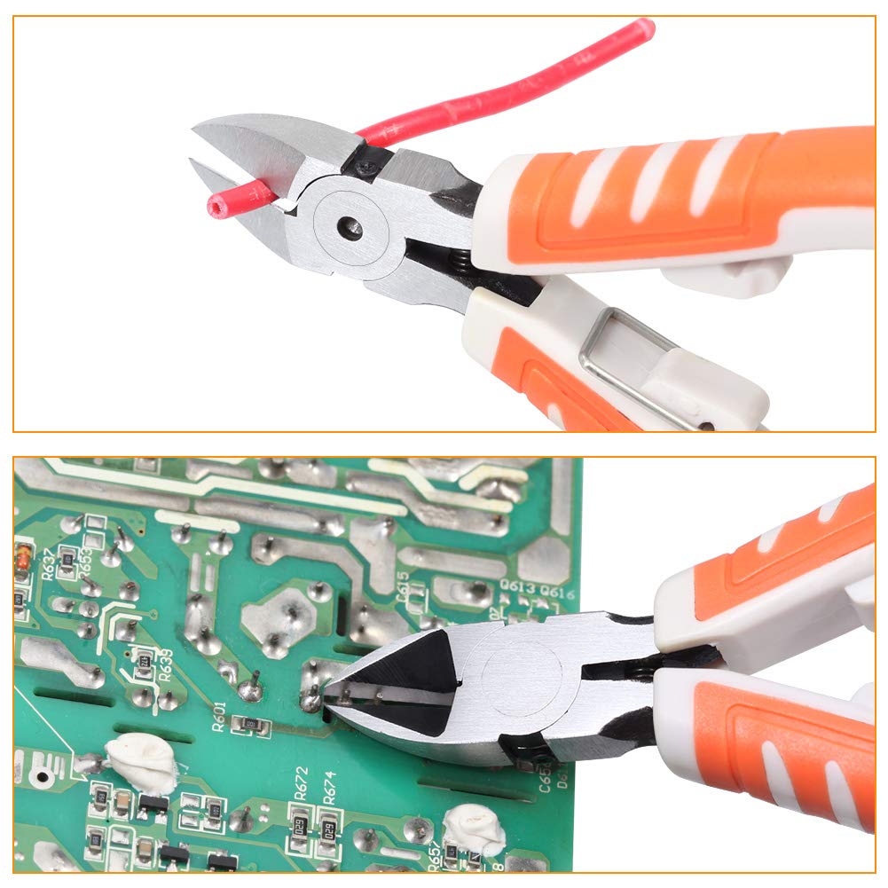SPEEDWOX Precyzyjne ukośne szczypce tnące, 12 cm, przecinaki do drutu, ultra ostre szczypce elektroniczne, model wlewowy obcinacz do drutu, szczypce boczne z zamkiem bezpieczeństwa i kaburą ochronną,