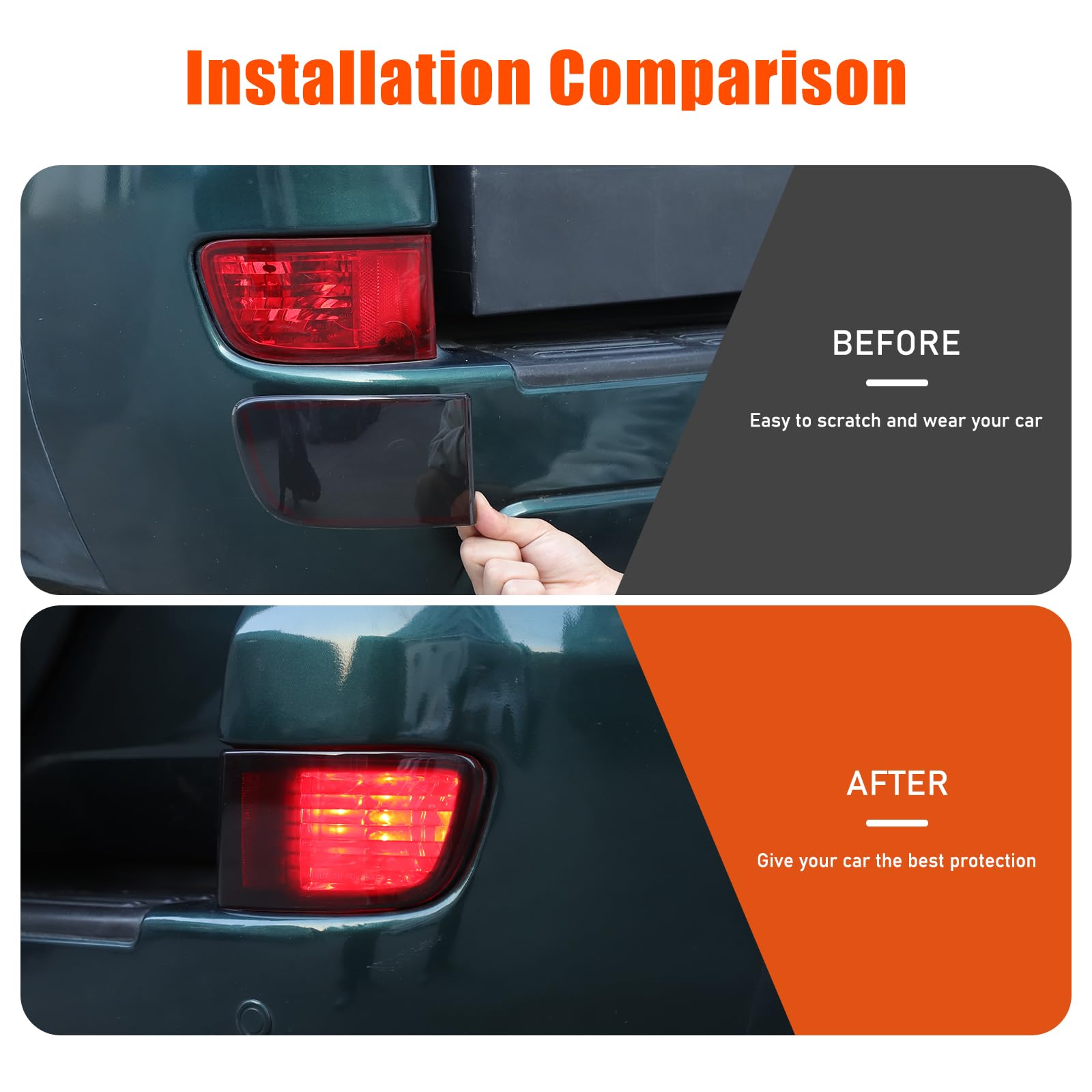 LLKUANG Car Tail Fog Lamp Guard Cover Compatible with Toyota Land Cruiser Prado LC120 J120 2003-2009,ABS Rear Tail Fog Light Protective Shell Bezels Smoke Black Taillight Shell Accessories