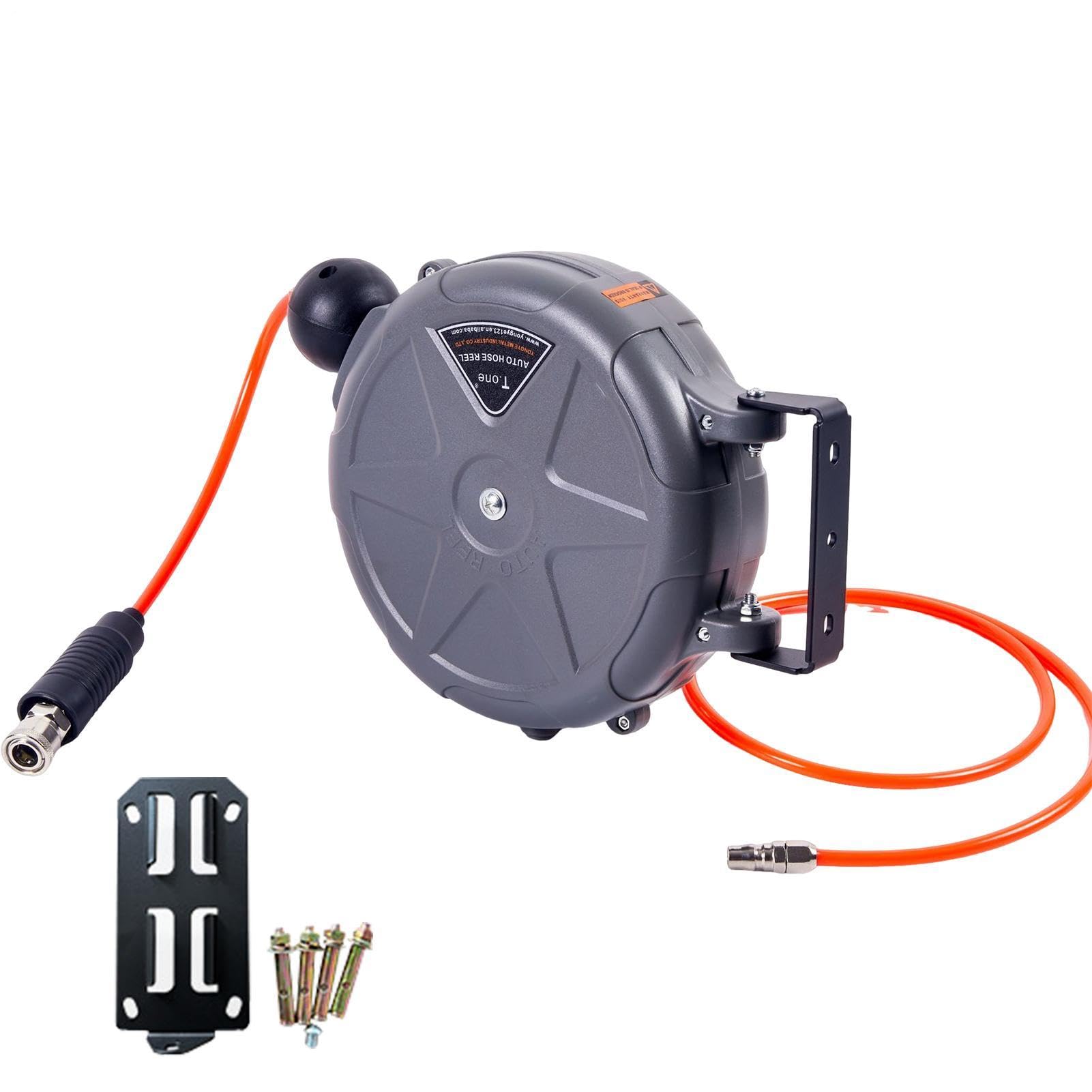 Avvolgitubo retrattile da Parete Pesante con Riavvolgimento Automatico 10 | Avvolgitubo Per Compressore per officine, garage, casa, studio, riparazioni e automotive, manutenzione macchinari