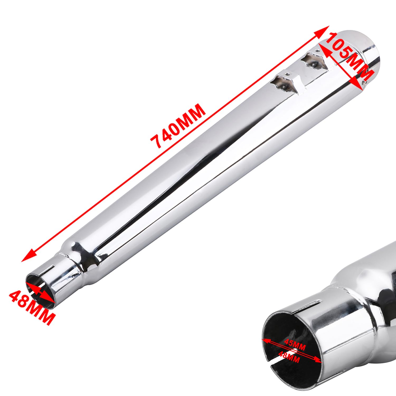4" Tubos de Escape Moto,Slip-On Megáfono Cromado | para Modelos Touring de 1995 a 2016, Bagger, Dresser Road King, Electra Glide, Street Glide, Road Glide, Ultra Glide