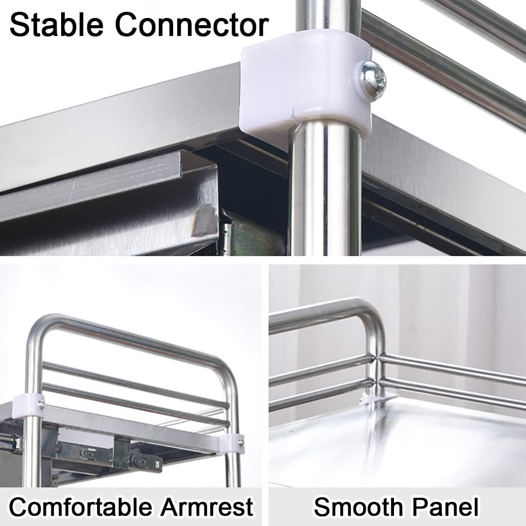 Medical Trolley Cart Dental Lab Cart Stainless Steel, 2/3 Layers Hospital Equipment Portable Trolley On Wheels - Lab Serving Trolley(3 Layer-66X44X86Cm)
