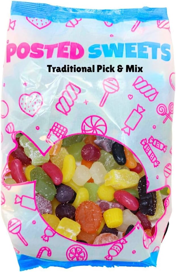 Posted Sweets 700g TRADITIONAL BAG OF PICK & MIX SWEETS - Large Classic Retro Soft & Chewy Candy Selection Pick n Mix - Gift Bag - Perfect Movie Night Hamper, Treats for Kids, Adults, Birthday Gifts