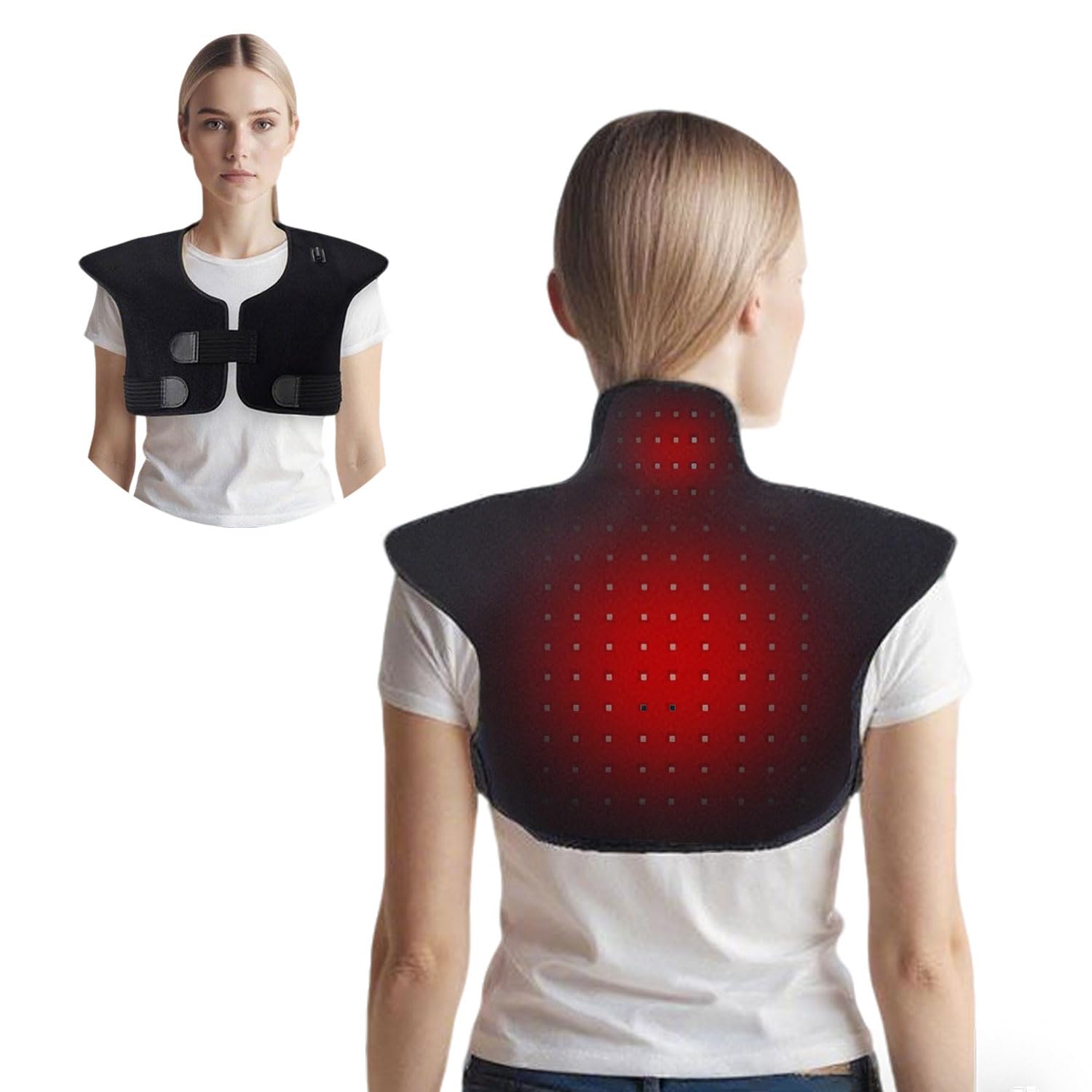 Almohadilla Térmica Luz Roja y Infrarroja para Hombros Cuello y Cervical Espalda, Terapia de Luz Roja 650 y 808 Portatil, Red Light Therapy 165 LED Lampara Infrarrojos Relaja Los Músculos
