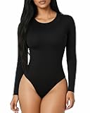 Round Neck Long Sleeve Short Sleeve Bodysuits for Women Basic Body Suit Shirts Tops