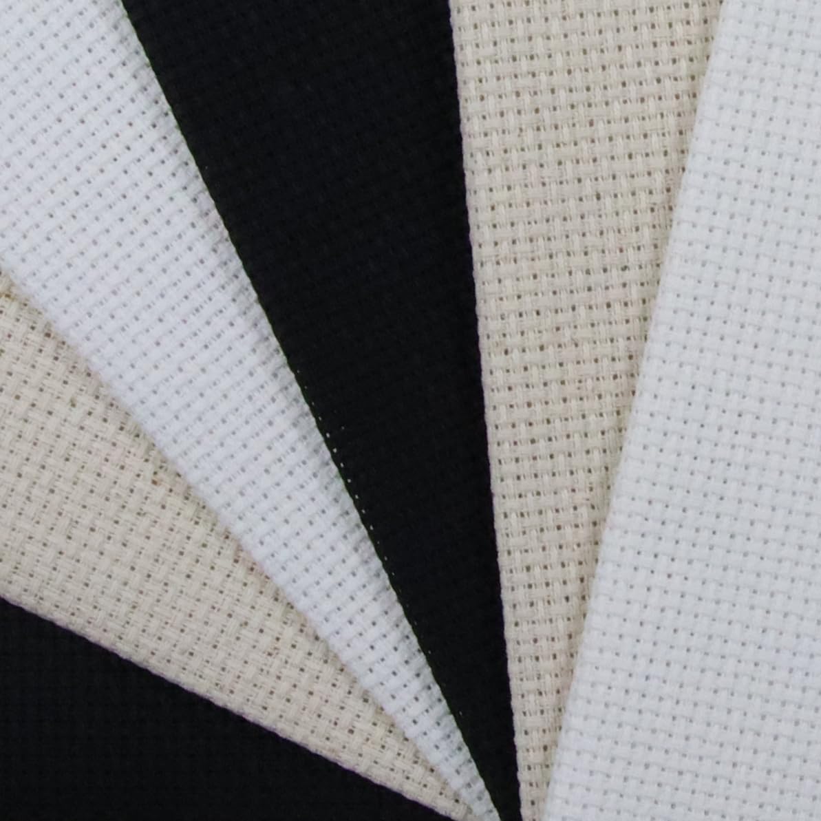 KCS 4/6 pc of 12" x 18"(30cmx45cm) 16 Count Cotton Aida Cloth Cross Stitch Fabric (6 pc,White+Oatmeal+Black)