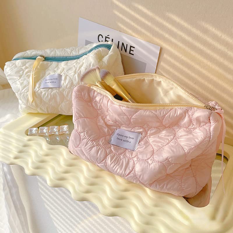 Miniatura 3 de Bolsa pequeña de cosméticos bonita, bolsa de maquillaje estética Y2K, bolsa de maquillaje estética Y2K para bolso (beige, pequeño)