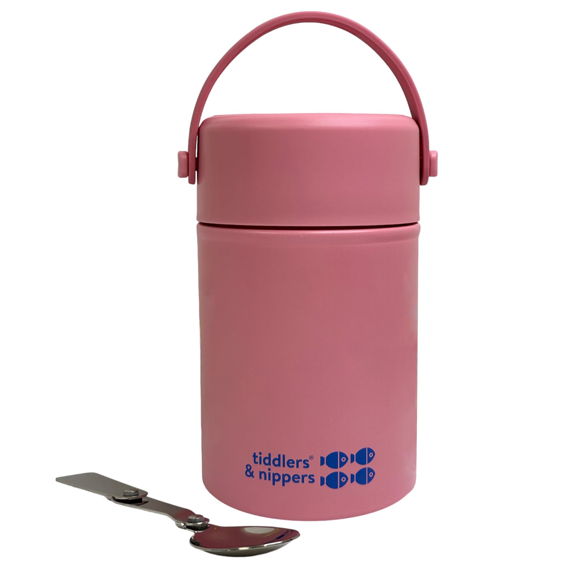 tiddlers & nippers Stainless Steel Vacuum Insulated Double Wall Kids Reusable Food Flask 500ml Capacity | Keeps Cool for 20hrs & Warm for 10hrs+ (Plain Pink)