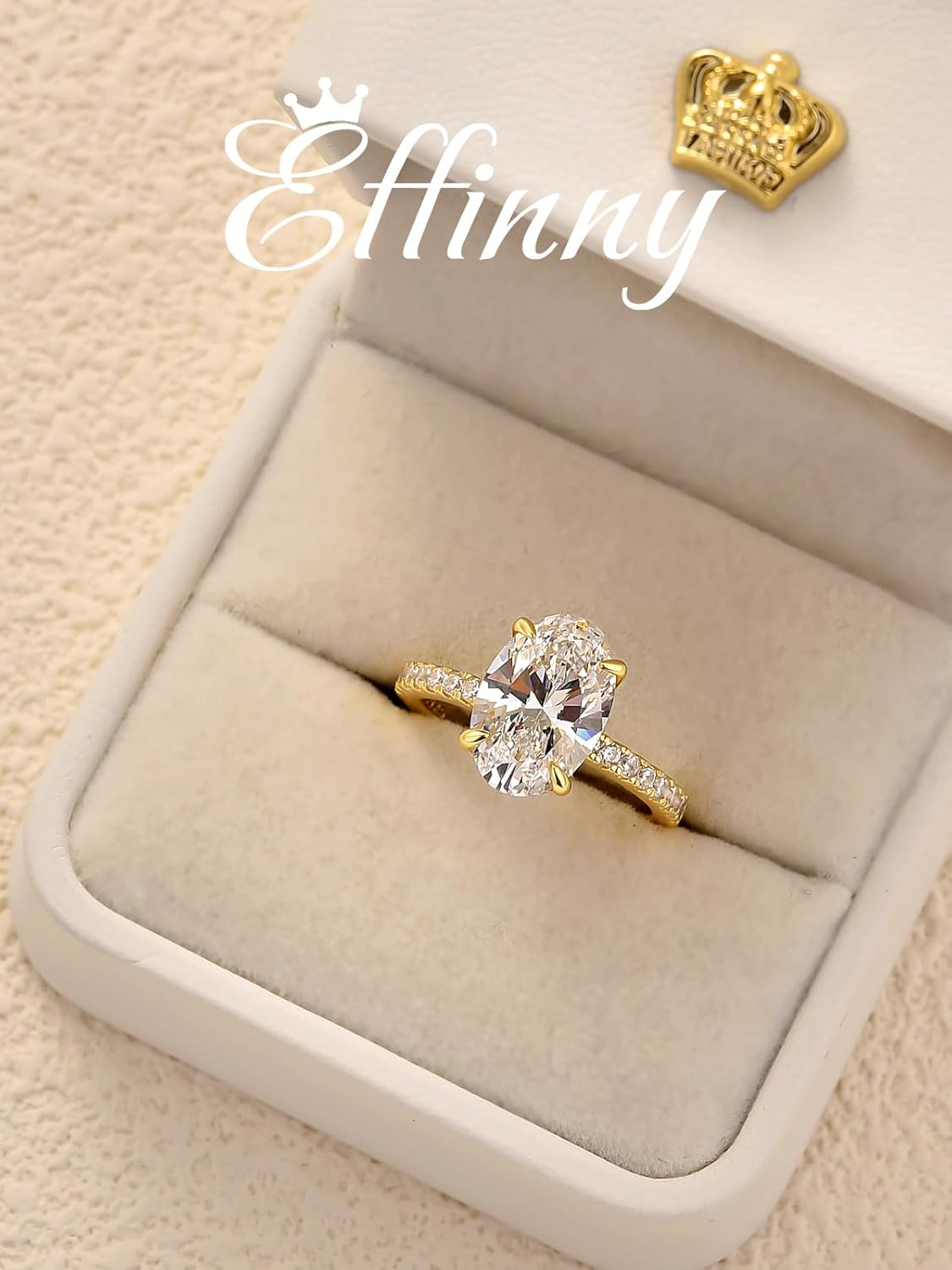 3.5ct Solitaire Oval Engagement Ring for Women,14K Gold Plated 925 Sterling Silver Cubic Zirconia Promise Wedding Ring - Image 2