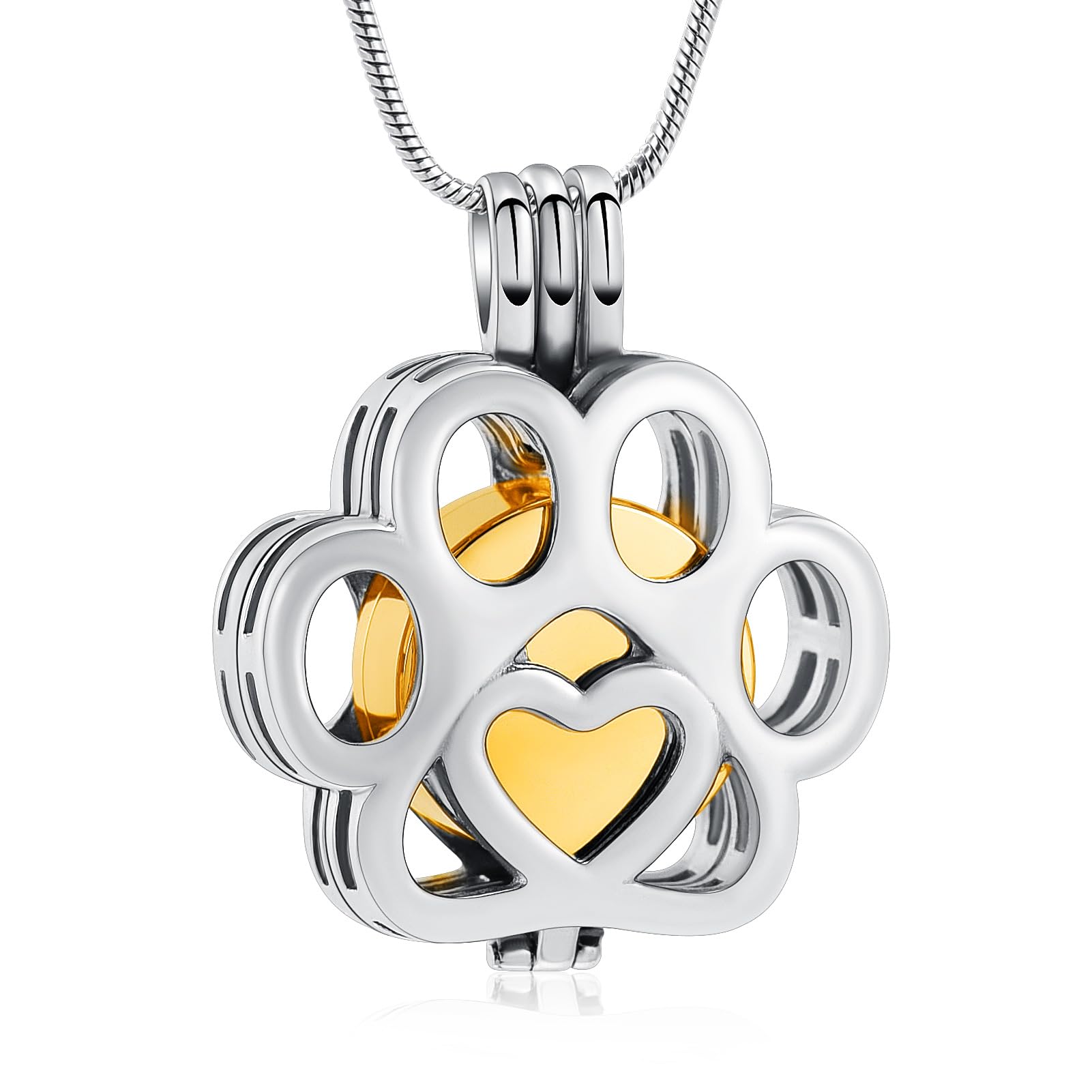 Pet Cremation Jewelry For Ashes For Dog/Cat Paw Stainless Steel Memorial Locket Urn Necklace Inside Mini Case Keepsake Cremation Jewelry Women Men