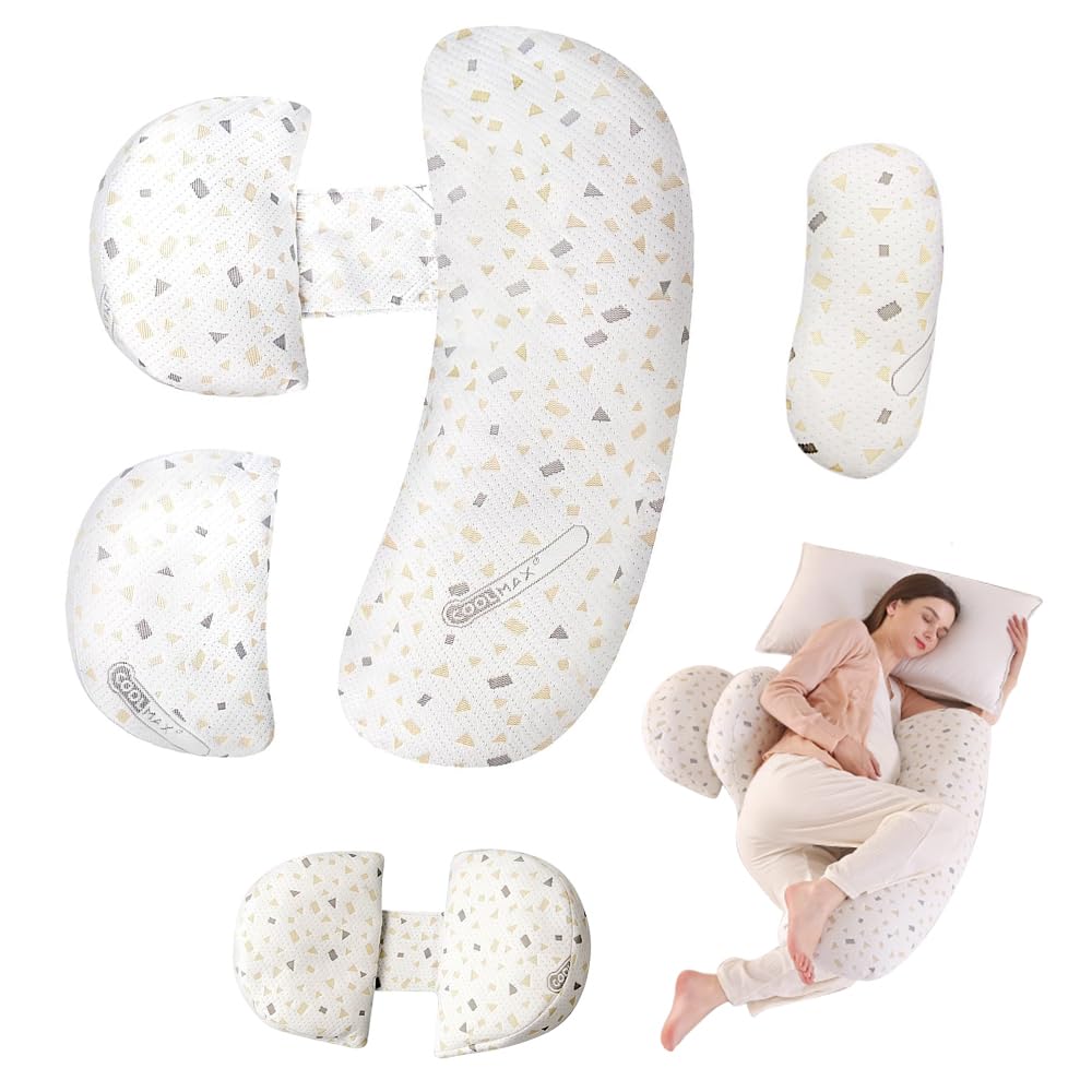 Schwangerschaftskissen Einstellbar Memory Foam für Bauch Rücken Seitenschläfer Weiß