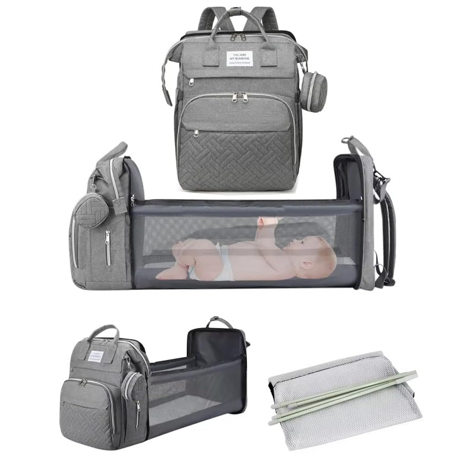 Winnies Diaper Bag With Changing Station | Mummy Bag With Bassinet | Bed Changing Backpack | Backpacks | Foldable Bag | Travel Bag | Diaper Bags | Shoulder Bag-image-46