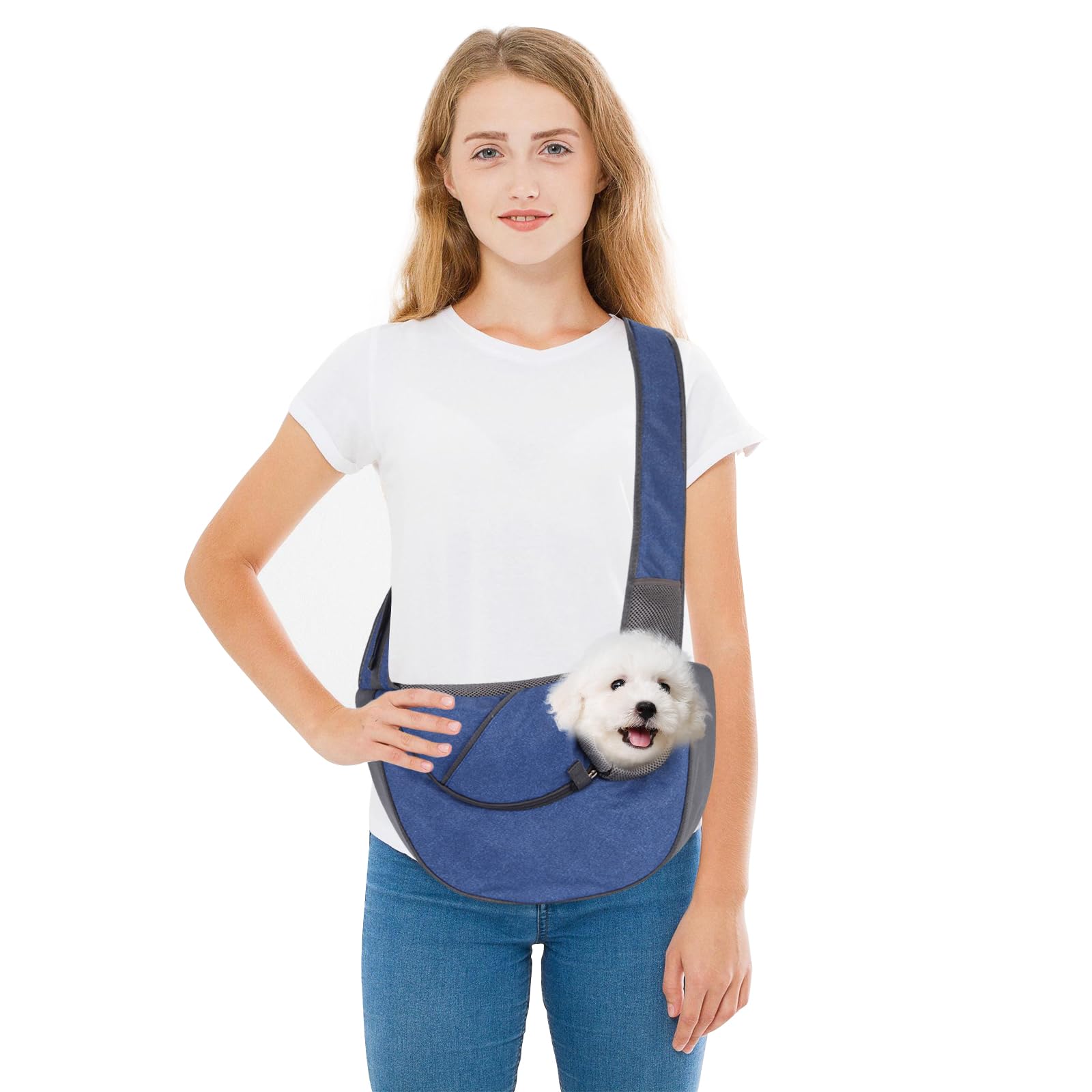 Trasportino A Tracolla Per Cani E Gatti Havenfly - Imbottito, Regolabile, Con Tasca Frontale - Foto 3