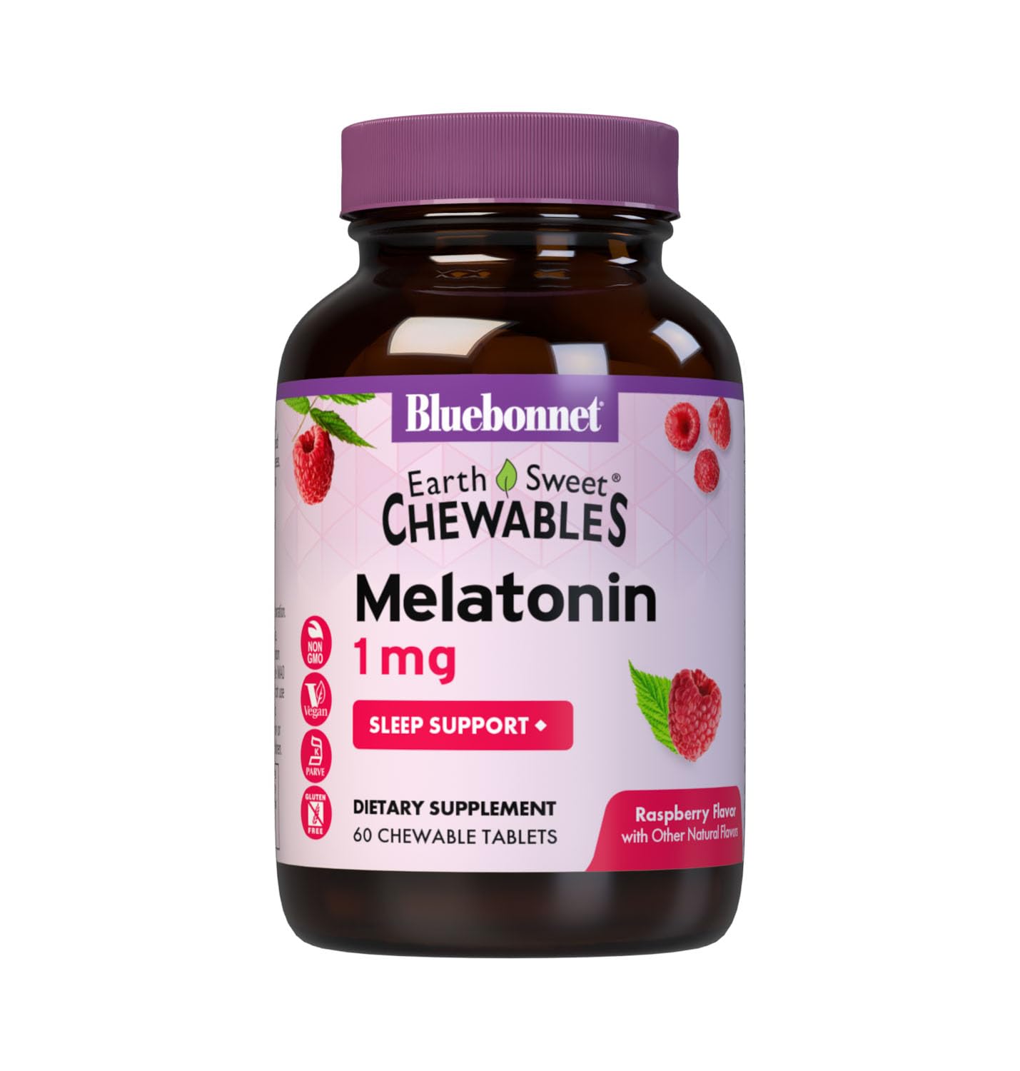 Bluebonnet Melatonin 1mg Raspberry, 120 EarthSweet Chewable Tablets — Amazon image 8