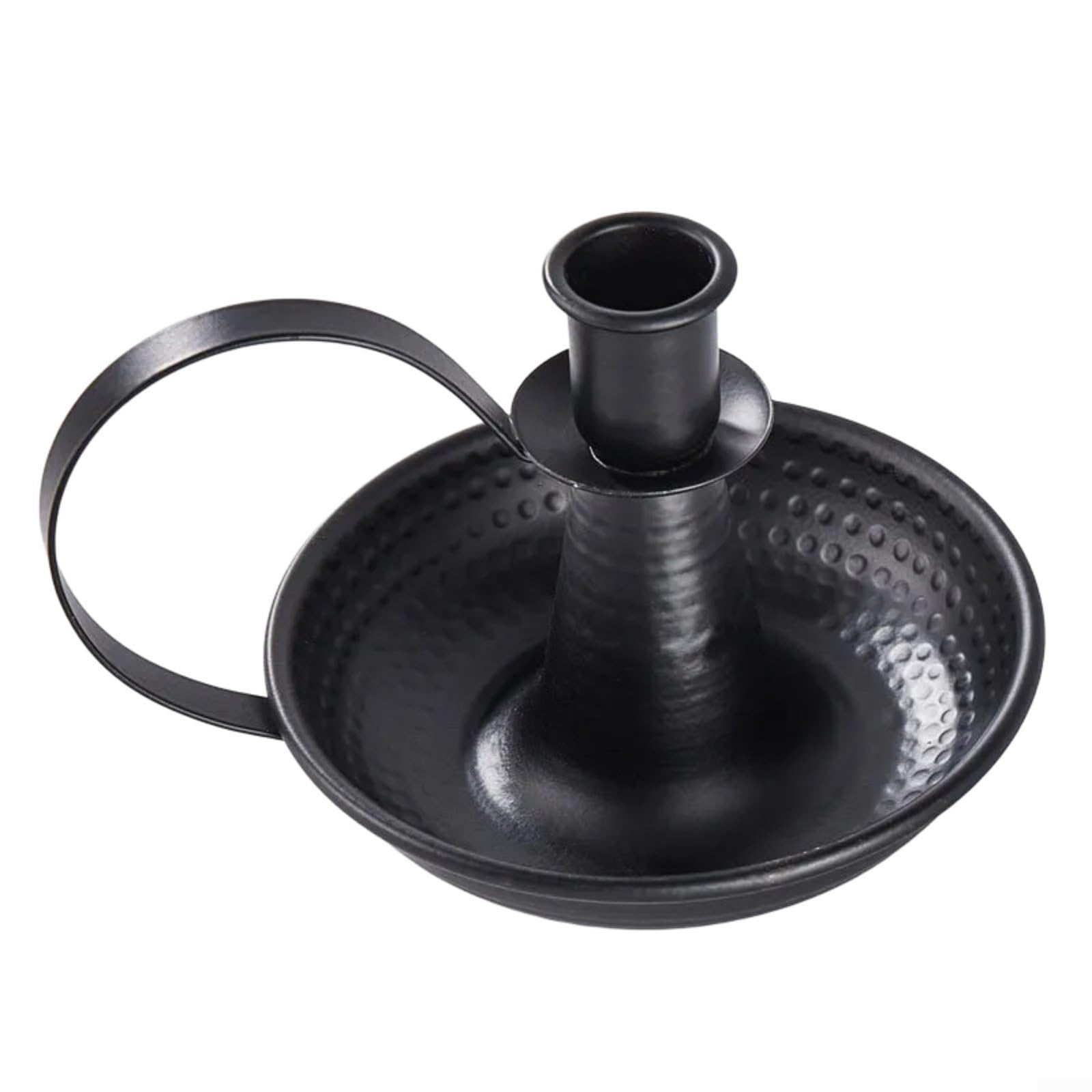 Glewi Iron Taper Candle Holder With Integrated Handle For Home, Wedding & Table Decoration,Sturdy Metal Design For Ambient Lighting(Large Black)