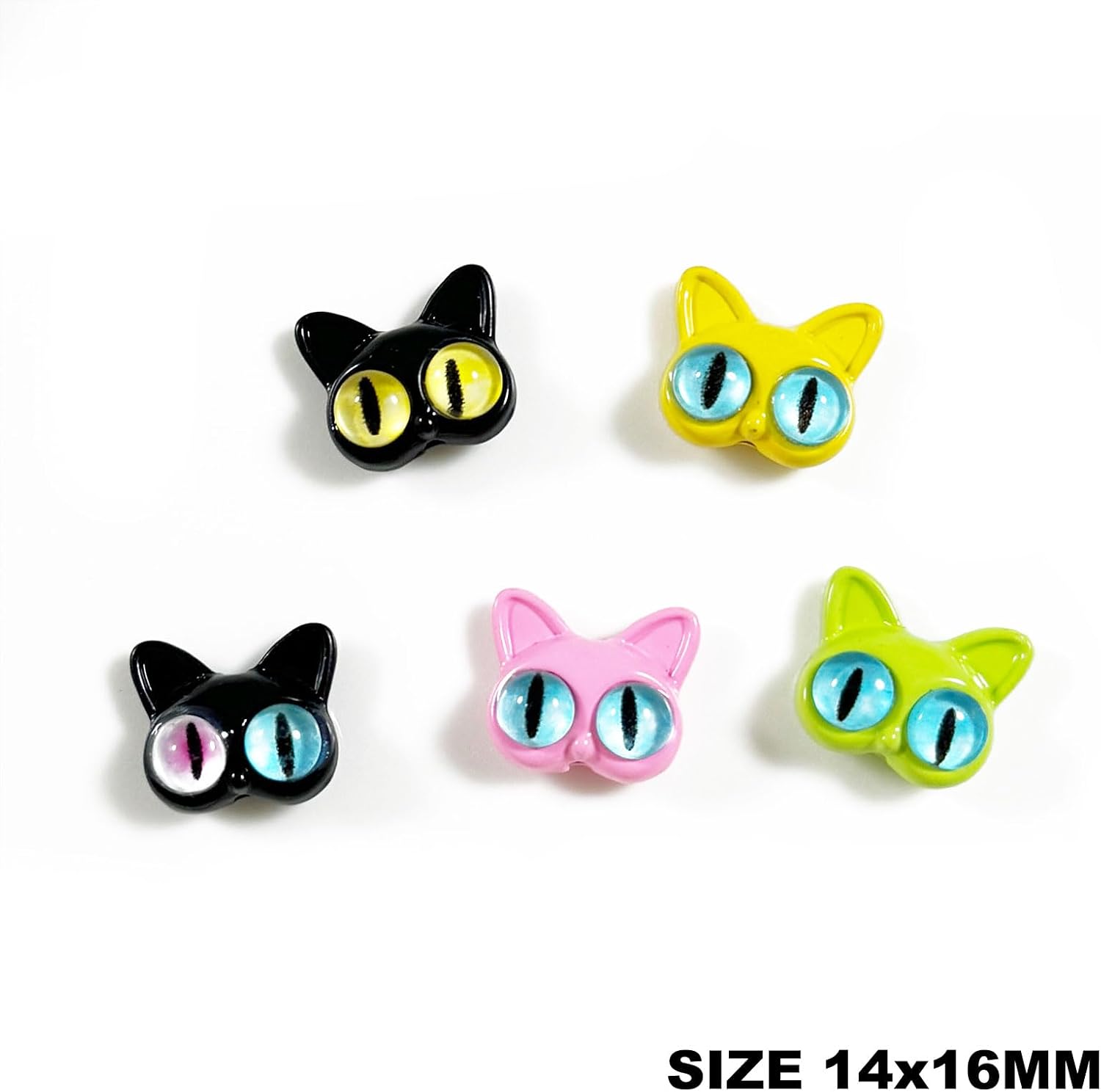 10Pcs Cute Animals with Eyes Alloyed Metal Monster Cat Beads for Jewelry Making DIY Decorations Earrings Bracelet Necklace Phone Chain Keyring Accessories (14x16mm Cat Head) image 2
