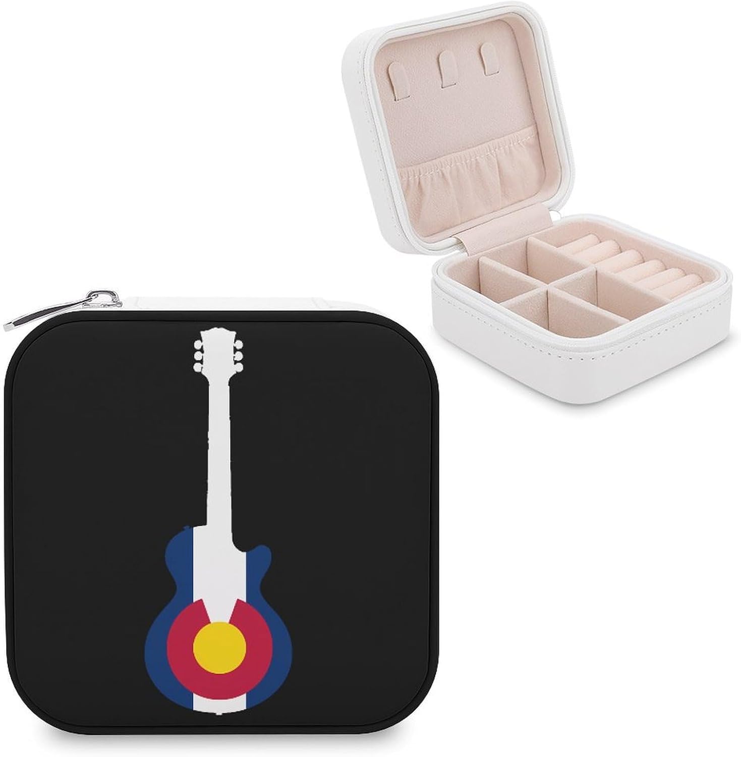 State Flag of Colorado Music Guitar Jewelry Box Portable Travel Storage Case Organizer for Womens