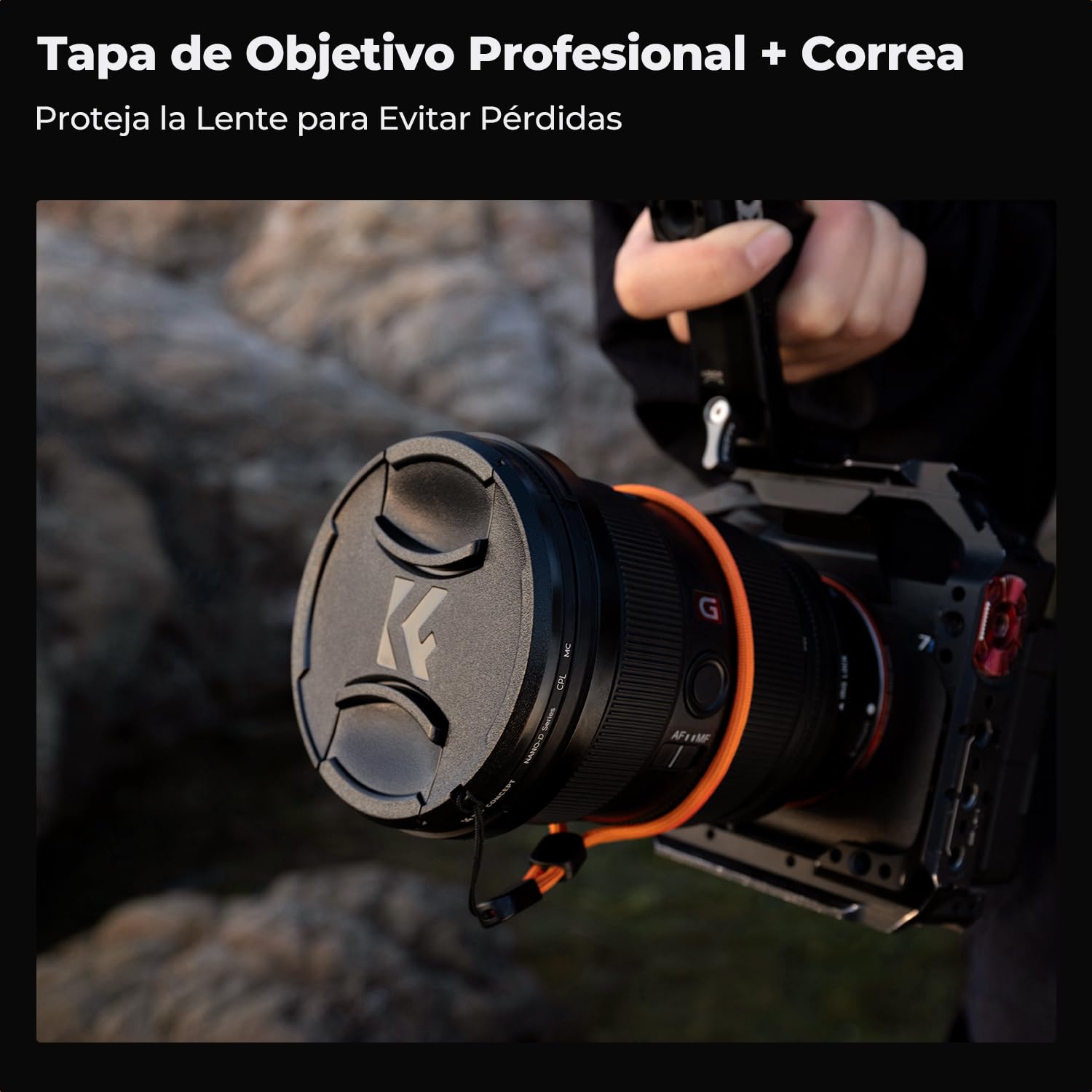 K&F CONCEPT Nano-Dazzle 58mm Filtro Polarizador Circular con Tapa de Lente | Filtro CPL de Vidrio Óptico con Revestimiento Nano con Un Paño de Limpieza - FC501