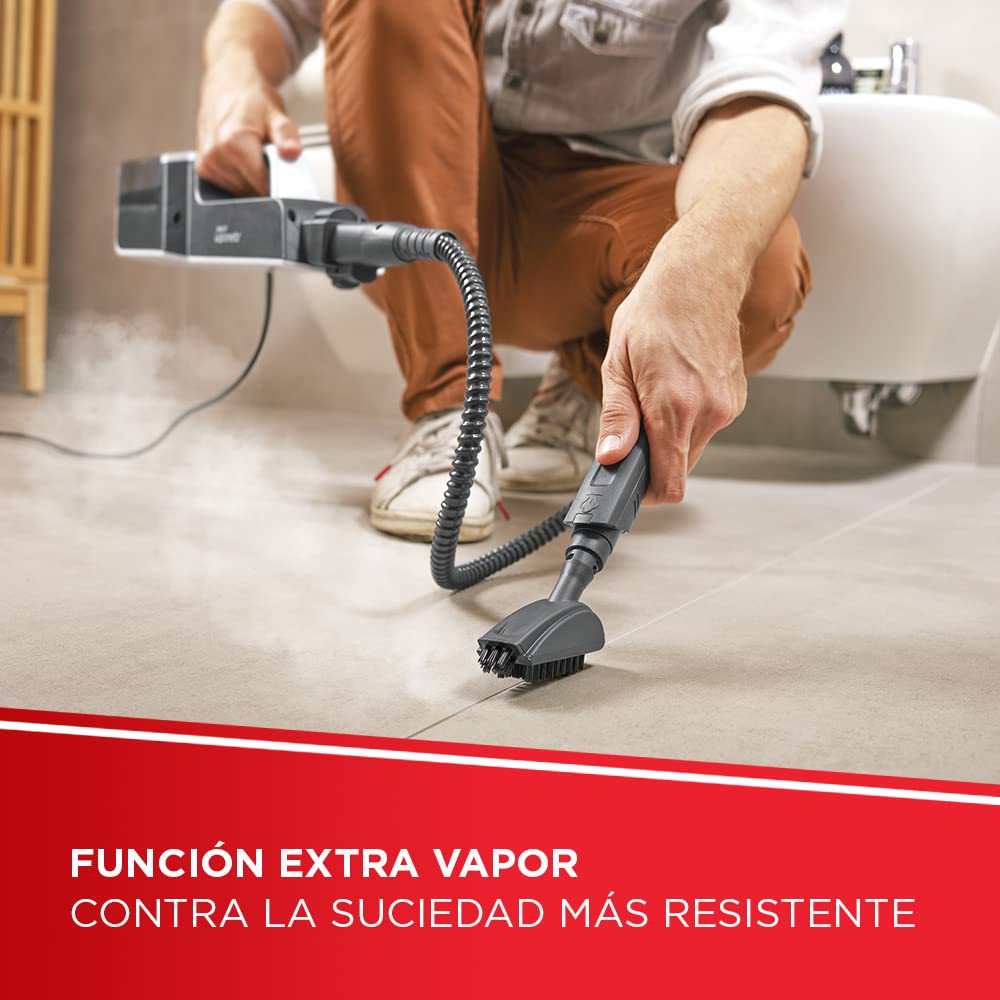 Polti Vaporetto SV650 Style Mopa a Vapor 2 en 1, 1500 W, 3 Niveles de Vapor, 19 Accesorios, Rojo/Blanco
