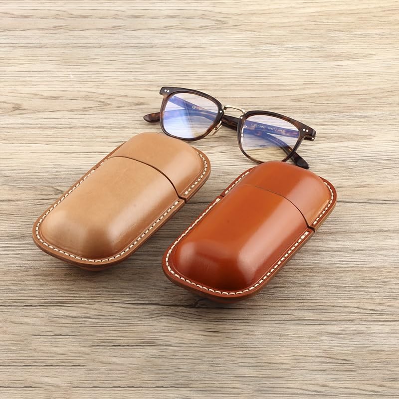 Brillenkoffer Handgemachte Brillenetui aus echtem Leder Retro Myopie Brille Sonnenbrille Aufbewahrungsbox Geeignet für Frauen, Männer, Kinder Aufbewahrungsbox für Brillen