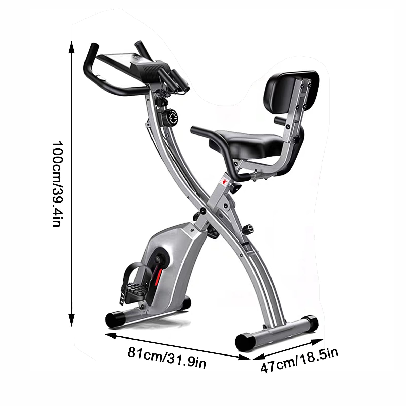 Cyclette Pieghevole,Resistenza Magnetica Regolabile 8 Livelli,Cyclette Professionale Magnetica con Schermo LCD, Supporto Tablet, Bluetooth App(Silvery)