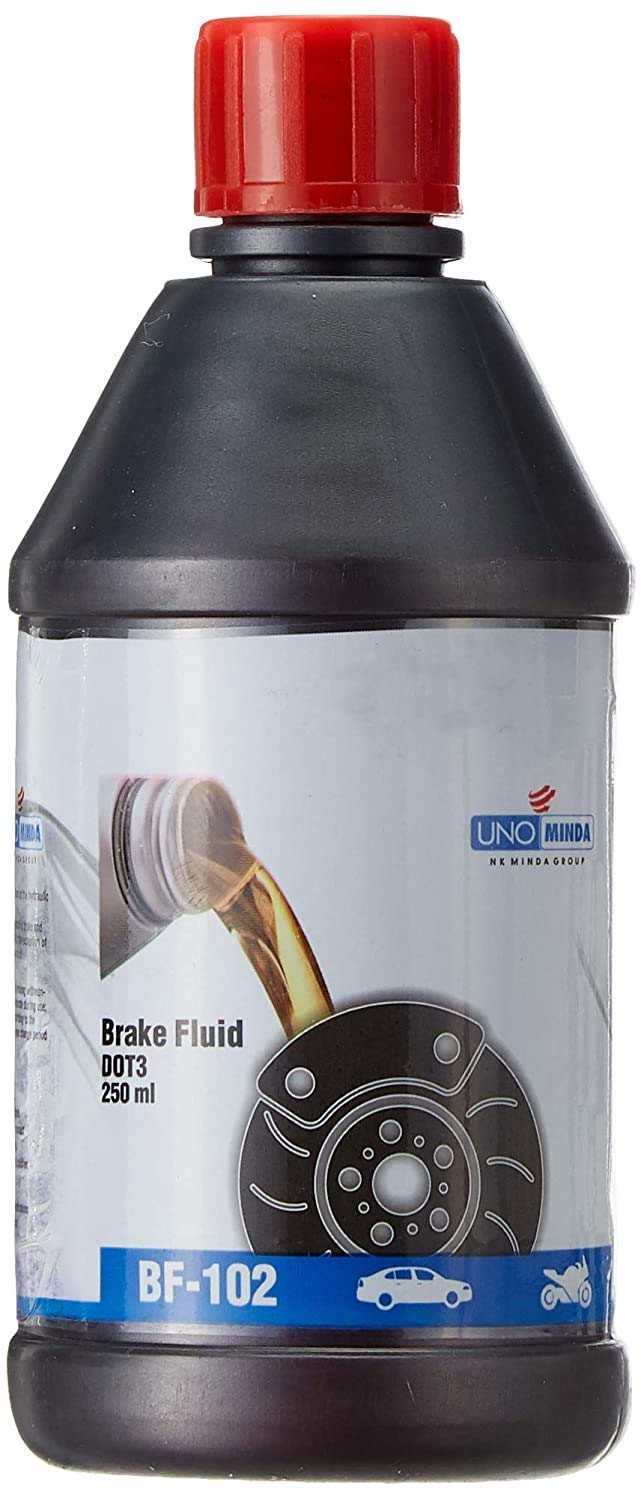 UNO MINDA BF-102 Brake Fluid DOT3 250ML for All Bikes, Cars, 3 Wheelers and Commercial Vehicles
