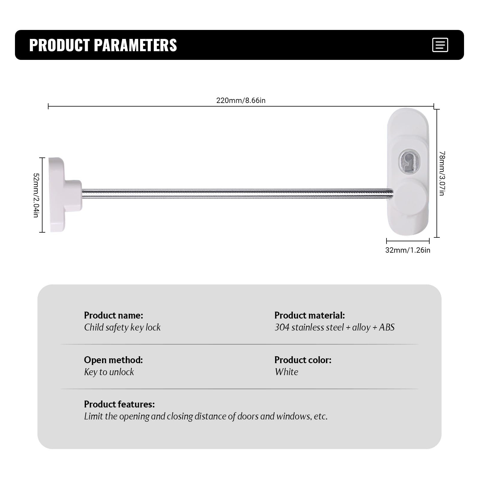 YMWALK Window Locks Child Pets Safety Locks for UPVC,Metal,Wooden Window,Window Restrictor Lock Adjustable Cupboard Locks Window Lock Door Lock with Keys and Screws - Image 2