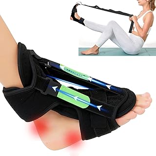 Plantar Fasciitis Night Splint Set, Planters Facetious Relief Kit with Night Splint for Men Women+Foot and Calf Stretcher Relief Plantar Fasciitis, Foot Drop, Achilles Tendonitis, Day&Night