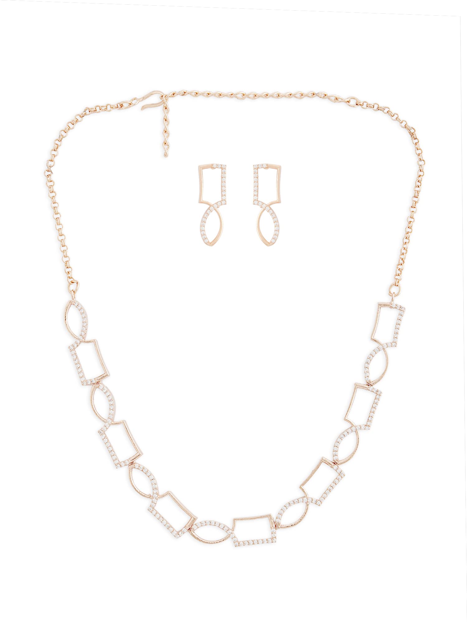 ZAVERI PEARLS Rose Gold Party Bling Cubic Zirconia Necklace & Earring Set For Women-ZPFK15254 (B0BRXM5F1X) Amazon Price History, Amazon Price Tracker