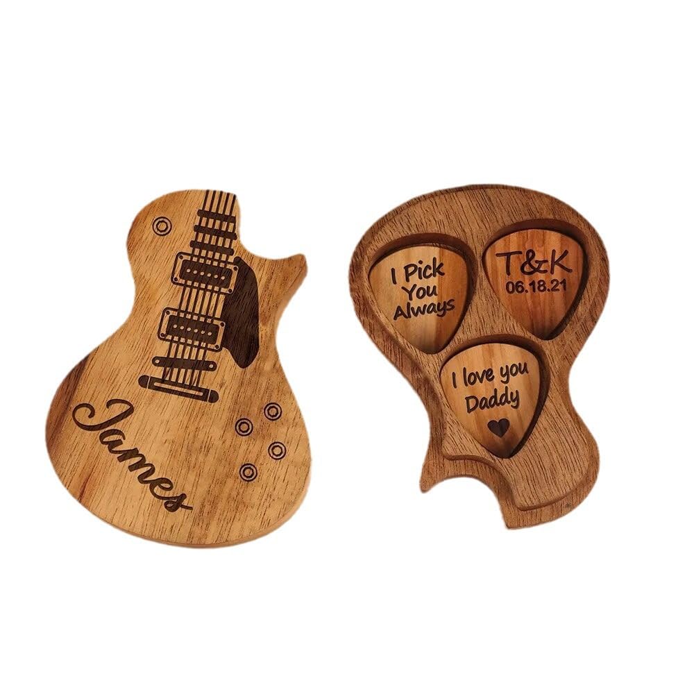 Custom Guitar Picks With Box Personalized Guitar Picks With Case Birthday Gift for Friends Valentine's Day Anniversary (1 box + 2 Picks)