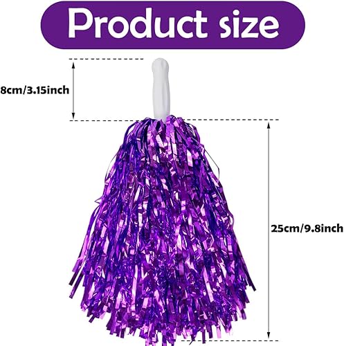 Miniatura 4 de Hooshing 12 pompones de animadora metálicos con asas de plástico para animadores, escuadrón animador, deportes de espíritu de equipo, 12 unidades