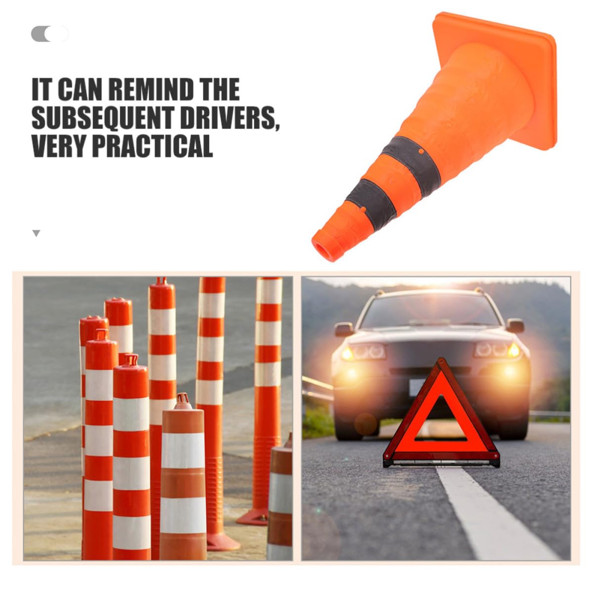 Cônes de Signalisation Pliables Réfléchissants Orange en Plastique