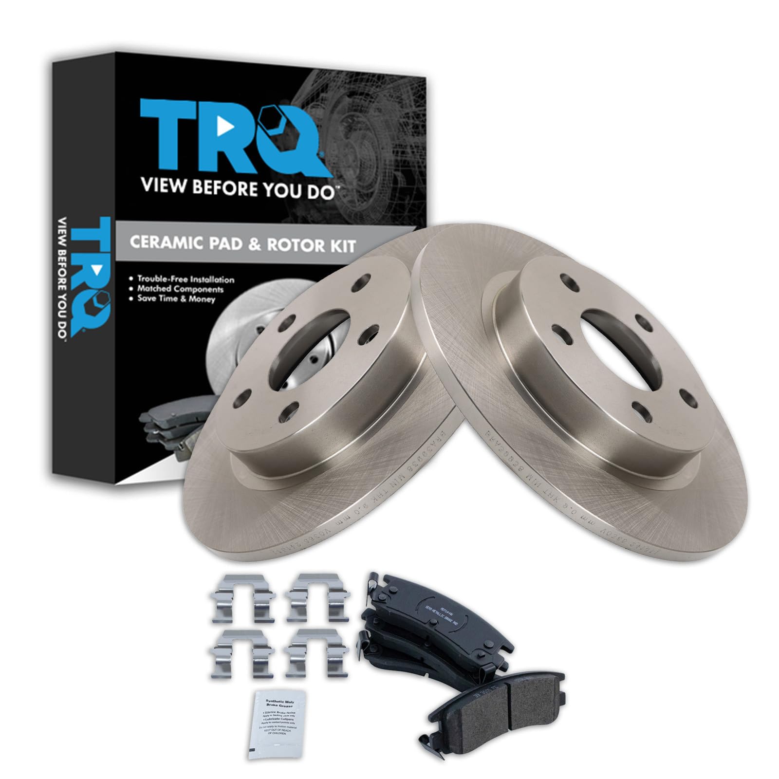 TRQ Rear Brake Pad and Rotor Set Semi Metallic