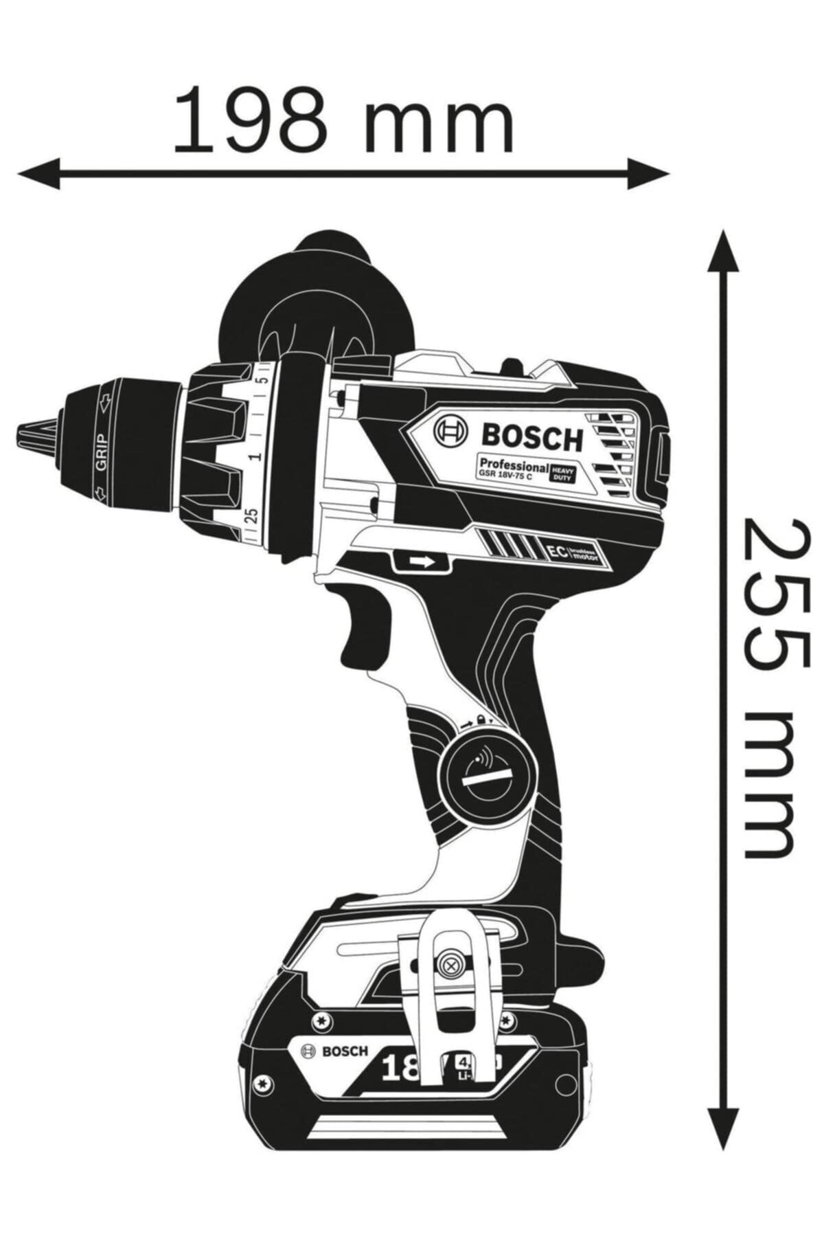 Bosch Professional 18V System perceuse-visseuse sans-fil GSR 18V-110 C (couple max. : 110 Nm, Ø vissage maxi : 12 mm, avec L-BOXX)