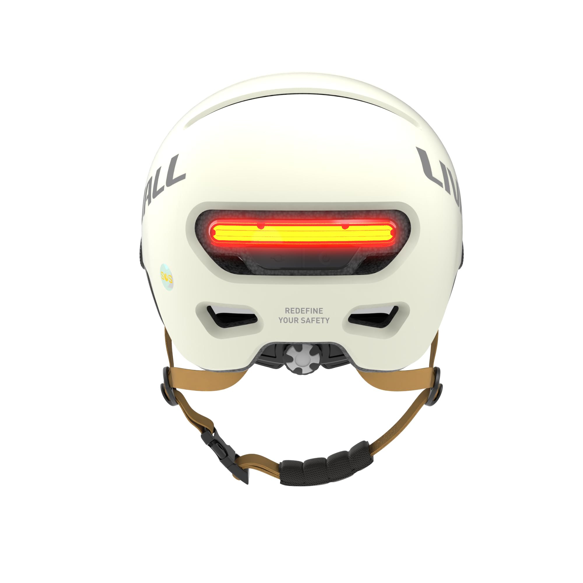 LIVALL L23 Smart Fahrradhelm für Damen und Herren, NTA-Norm 8776 City Helm mit abnehmbarem Visier, intelligenter LED-Beleuchtung, Bremslicht, Sturzerkennung und SOS-Alarm, Weiß, Größe M 54-58 cm