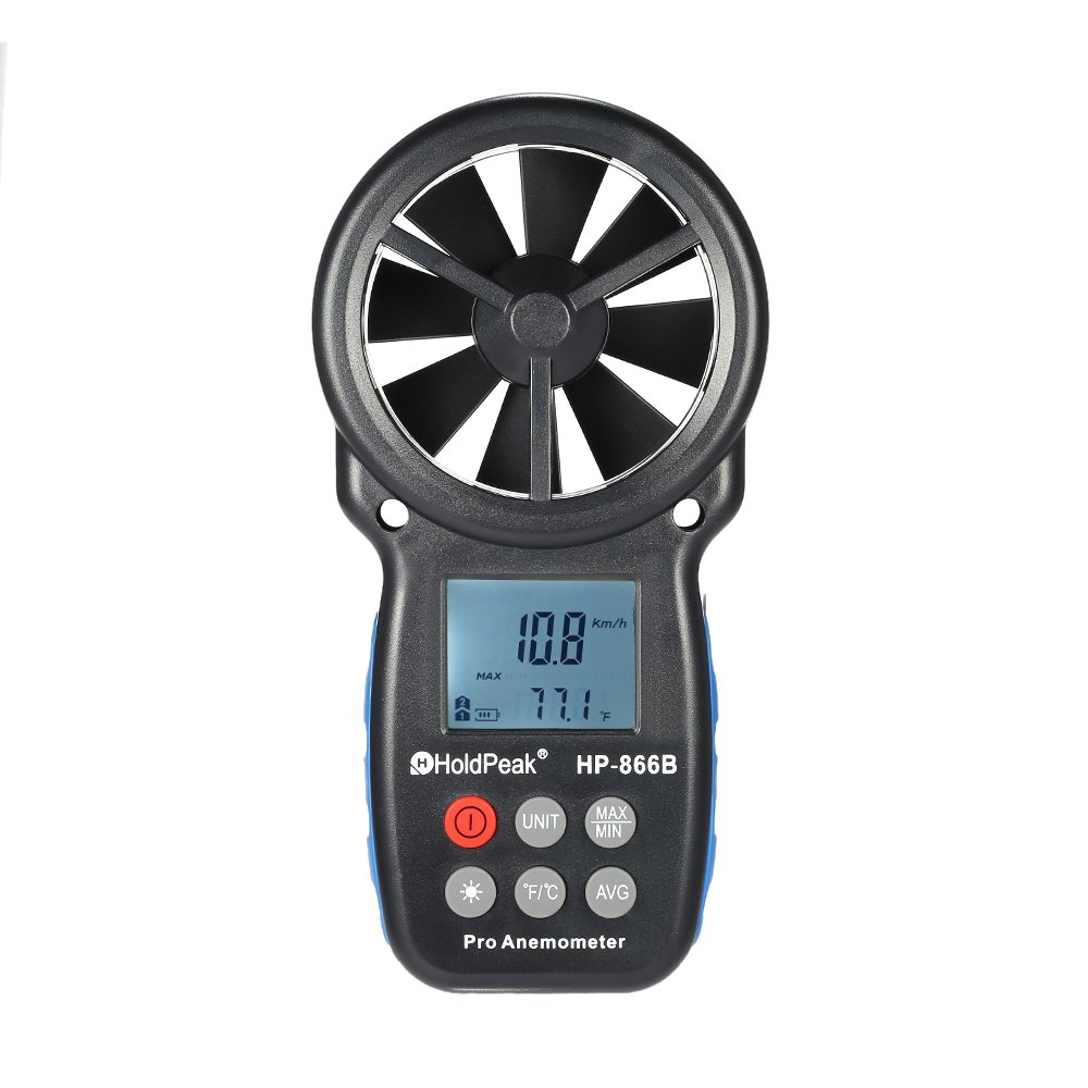 H HOLDPEAK HP-866B Mini LCD Digital Anemometer Wind Speed Air Velocity Temperature Measuring with Backlight