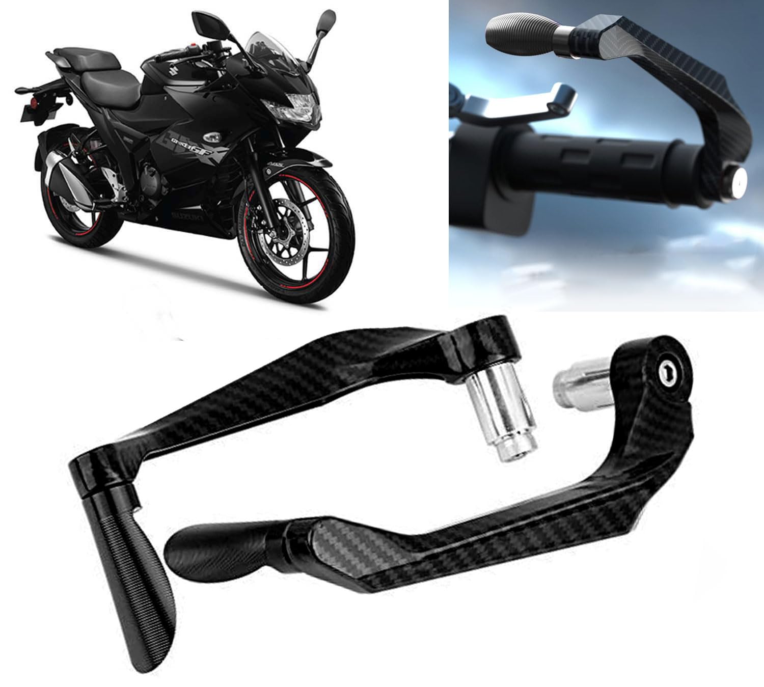 AUTO PEARL 7/8" 22mm Motorcycle Handlebar Brake Clutch Levers Protector Guard Compatible with Gixxer SF (Black)-image-44