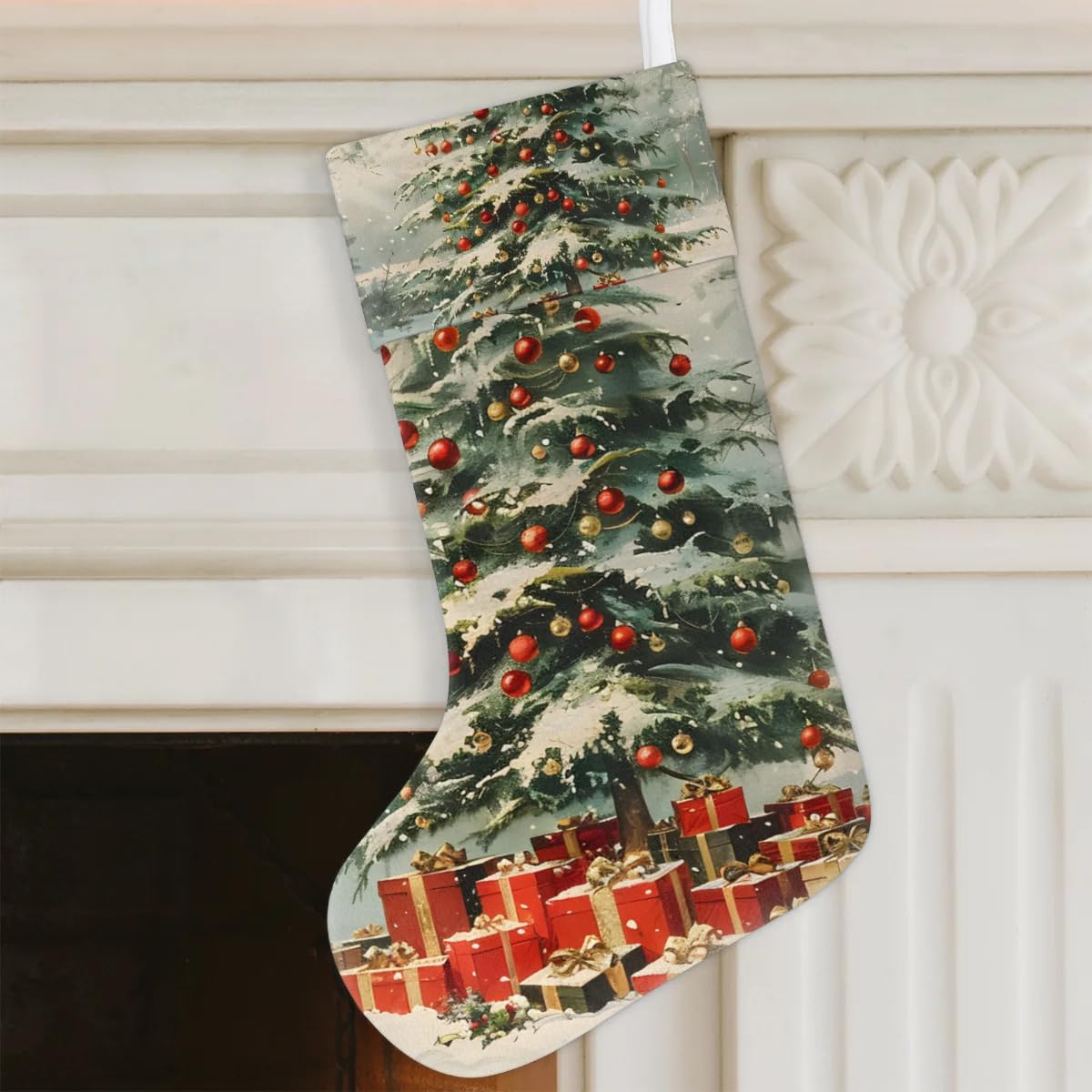 Christmas Stockings, 17.7in Dreamy Tree Xmas Stocking Gift Treat Bags Christmas Festivals Xmas Stocking Hanging Ornaments for Xmas Party Gift Filler Fireplace Christmas Tree Decoration