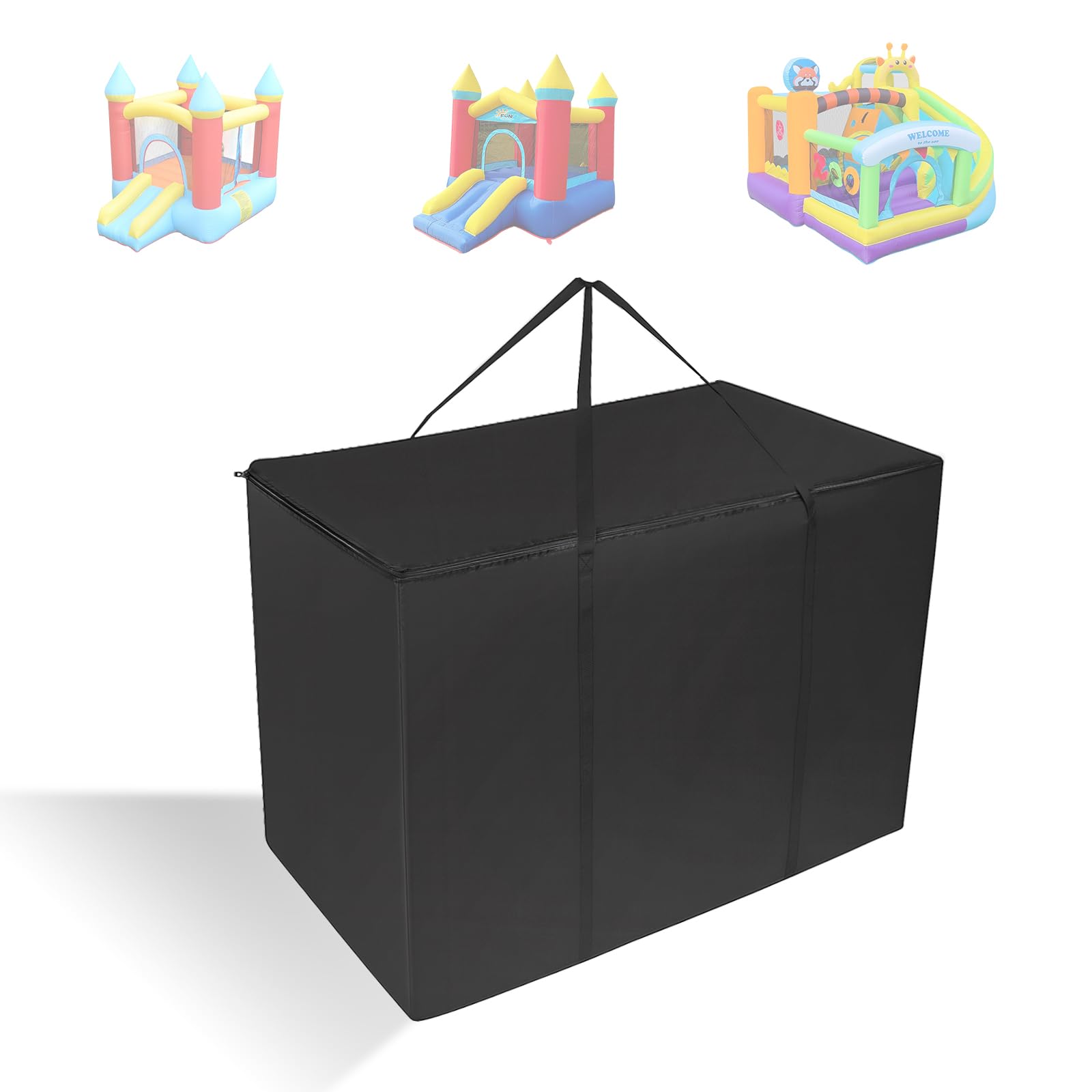 Sac de Rangement Château Gonflable, 111x48x71cm Grand Durable Sac de Rangement avec Poignées Idéal pour Ranger Château Gonflable Jouets Tente (Noir)