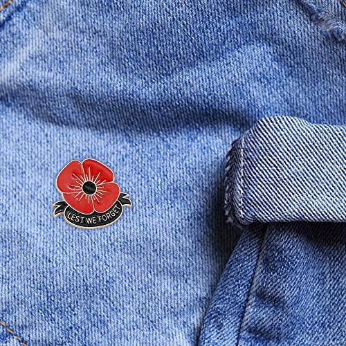 Image of Red Poppy Brooches for Women Lest We Forget Poppy Flowers Brooches Pins Memorial Remember Poppy Lapel Pin Remembrance Day Badge Pins Memorial Day Gifts Veteran's Day Remembrance Day Jewellery