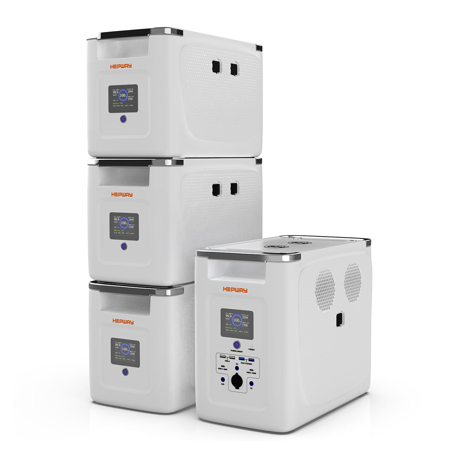 HEPWAY Portable Power Station with 3 Pcs Extra Battery 2000W 8192Wh LiFePO4 Expandable to 32KWh E-Turbo Output 3600W