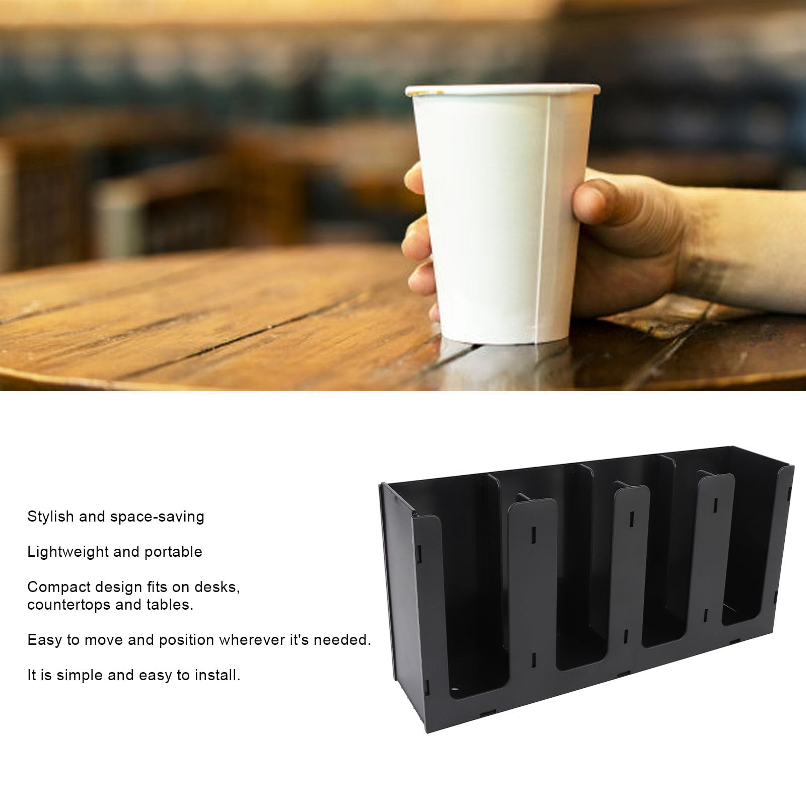 Pappbecher und Deckelhalter, 4 Kaffee -Tasse -Spender, Einwegspapierbecher -Spender, Tasse Aufbewahrungsorganisatorin für Arbeitsplatte, Kaffeestation, Bar, Pausenraum,