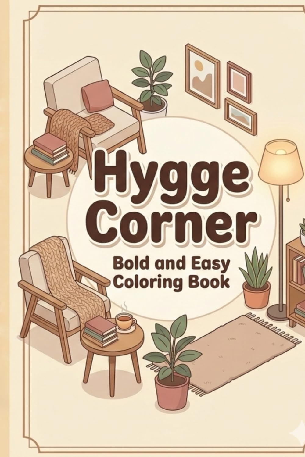 Hygge corner Bold and easy coloring Book: Cozy Scandinavian-Inspired Spaces for Relaxation, Stress Relief & Mindful Coloring