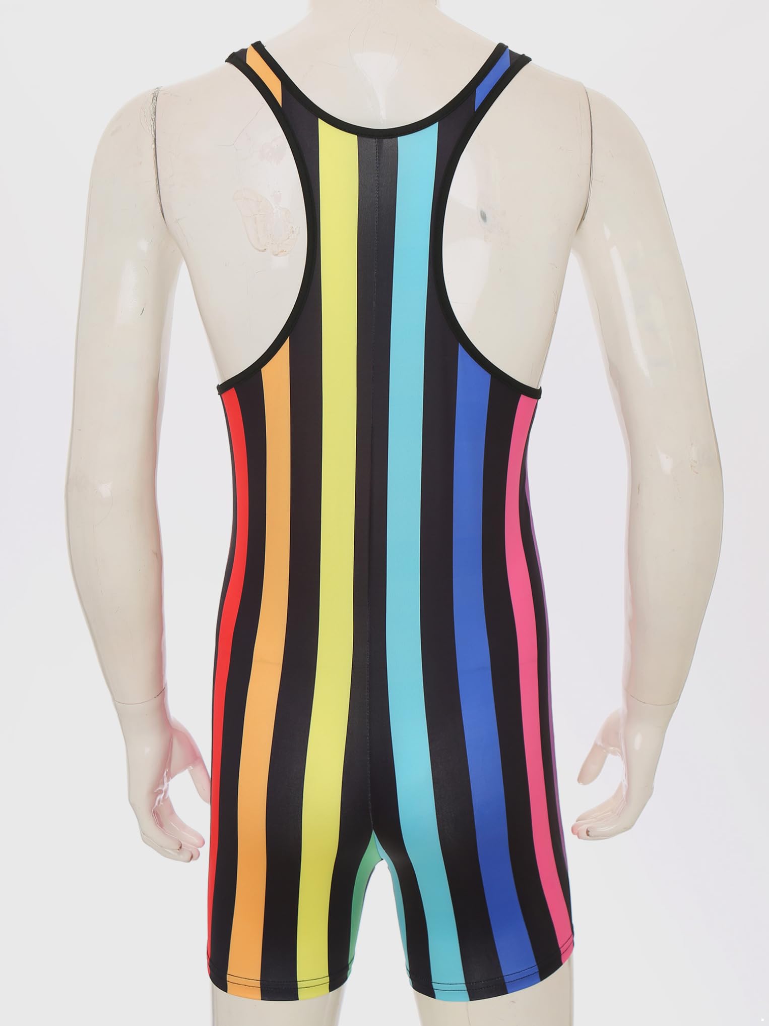 Doomiva Herren Body Einteiler Overall Ärmellos Tank Top Sportbody Männer Streifen Gymnastikanzug Sport Workout Bodysuit Sportwear
