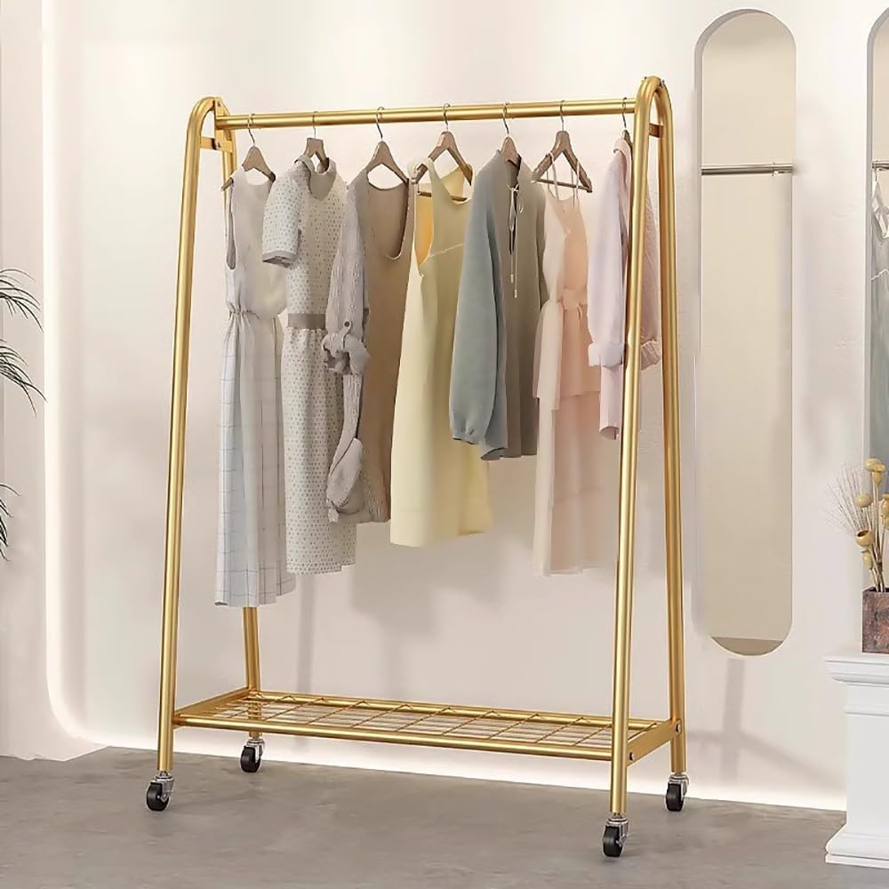 FGXHHS Metal Coat Rack on Wheels - Multi-Functal Garment Stand & nizer for Bedroom, Balcony, Living Room Black Sto Solut