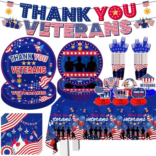 Décorations de fête patriotique : Lot de 102 vaisselles avec assiettes et tasses