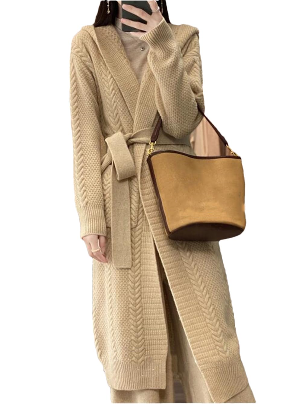 Amazon.co.jp: レディース 100% カシミア ロング フード付き